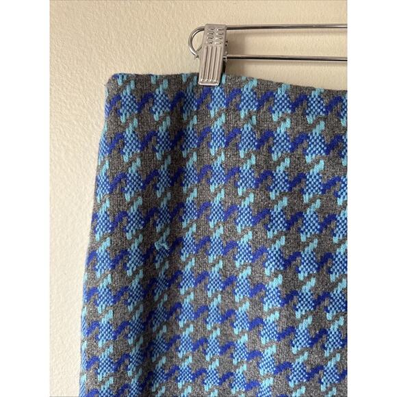 Talbots Skirt Women’s Size 16 Blue Wool Blend Pencil Lined Houndstooth Career - Picture 2 of 6